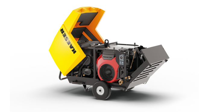 Uppfällbar Mobilair M17 för enklare åtkomst under service.