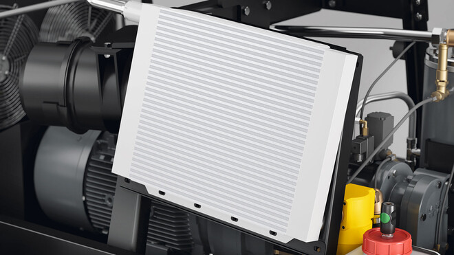 Tryckluftsefterkylare monterad som standard i MOBILAIR-byggkompressorerna från KAESER KOMPRESSORER.