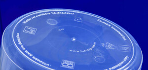 Bottnen på en plastflaska tillverkad av Fürst GmbH.