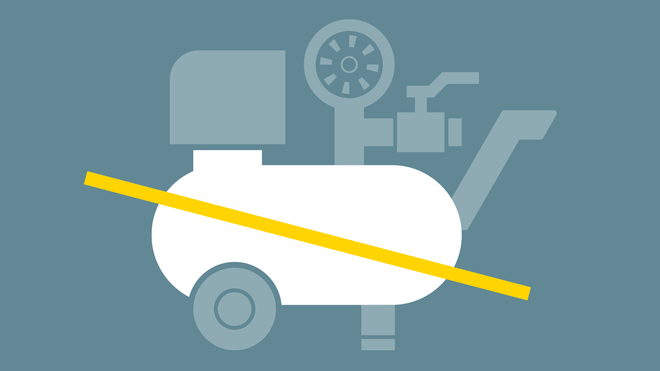 i.Comp 3 behöver ingen tryckluftsbehållare.