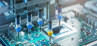 Tryckluftskompressor i användning inom elektroniktillverkning– KAESER KOMPRESSORER levererar modern teknik för precisa tillverkningsprocesser.